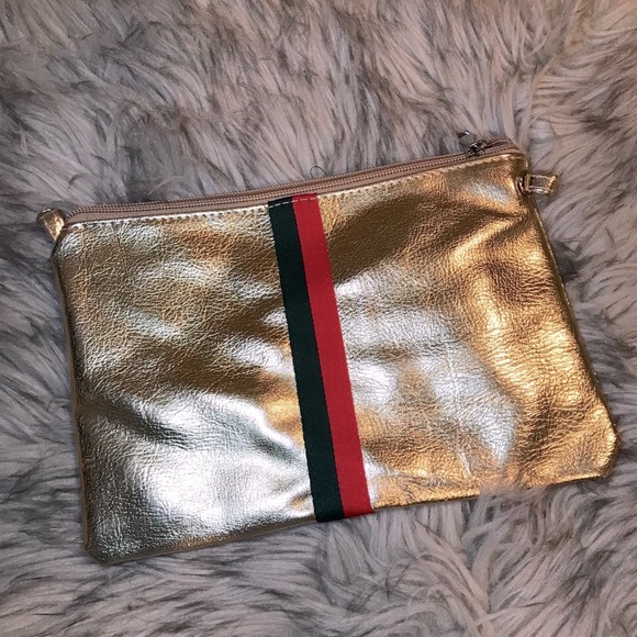 Boutique Brand Bags New Metallic Gold 2in Cosmetic Bag Crossbody